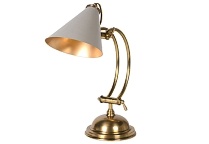 Vintage mosadzná stolná lampa Brassia, zlatá konštrukcia, tienidlo 47cm, kód EM29589.