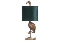 Zlatá stolná lampa Plameniak Florence z keramiky so smaragdovým tienidlom 61cm, kód E28098_Estila.