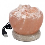 Himalájska soľná miska s podstavcom, na USB, rozmery 8,5x7,5cm_kód 3857Himalájska soľná lampa, Veľká Guľa, drevený podstavec_220V 15W_kód 3952_Bohostyle.sk.