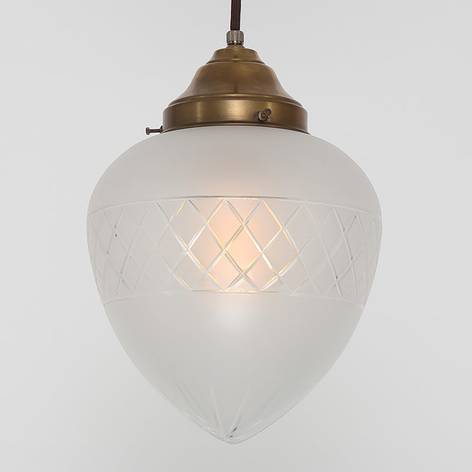 Závesná mosadzná lampa PS66, matný krištáľ_Svetlá.sk.