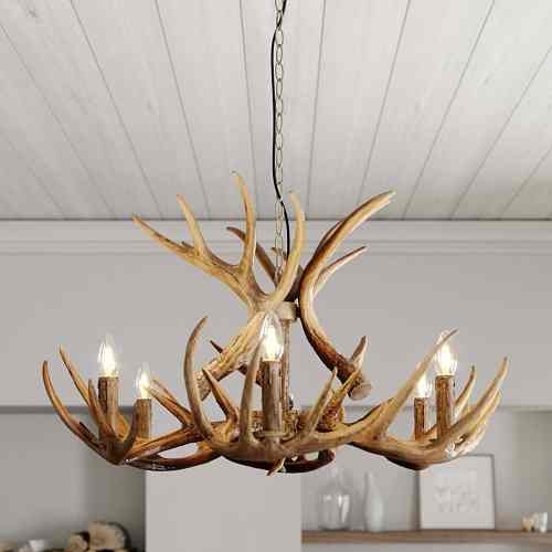 Lampa závesná Lindby FIBI, rustikálna, parožie, hnedá_Svetlá.sk.