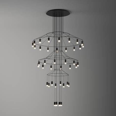Luster dizajnový WIREFLOW-Vibia-9515101, hliník, oceľ a sklo, farba čierna, priehľadná_Svetlá.sk.