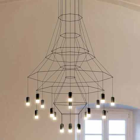 Luster dizajnový WIREFLOW VIBIA-9515102, hliník, oceľ a sklo, farba čierna priehľadná_Svetlá.sk.