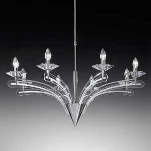 Luster dizajnový ICARO Metallux-6511063, kov, sklo s vysokým leskom, krištáľ, farba číra_Svetlá.sk.