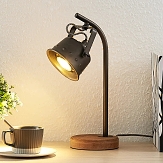 Stolná lampa - Lindby Rubinjo, stojan drevo, typ 9921017.