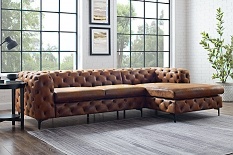 Chesterfield rohová sedačka Modern Barock v antickej hnedej farbe na nožičkách, kód MLV27131.