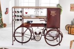 Dizajnový industriálny barový pult Tricycle z mangového dreva, kovová konštrukcia, kód EM31106.