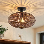 Stropná lampa Lindby Majeora, bambus, tmavohnedá, kód svietidla 9628674_Svetlá.sk.
