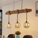 Závesná lampa Lucande Mevan, drevený trám, jantár_kód svietidla 9627719_Svetlá.sk.