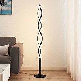 Lindby Welina stojacia LED lampa, točená, čierna, kód 9627105_Svetlá.
