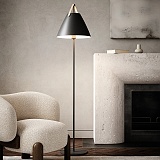 Stojacia lampa Strap z kovu, kožená páska, čierna, kód 10003695_Svetlá.