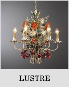 Lustre rozdelené do kategórii - moderné, krištáľové, klasické, dizajnové, čierne, biele, s textilným tienidlom a rustikálne.